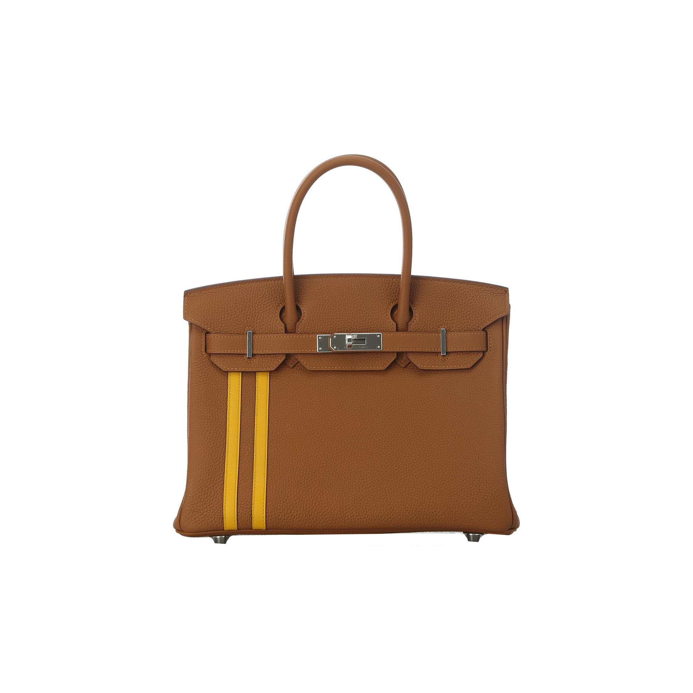 HERMÈS MASTER BIRKIN 30 TOGO LEATHER GOLDEN BROWN WITH AMBER YELLOW AND SILVER BUCKLE BAG H028365CC04 (30*22*15cm)